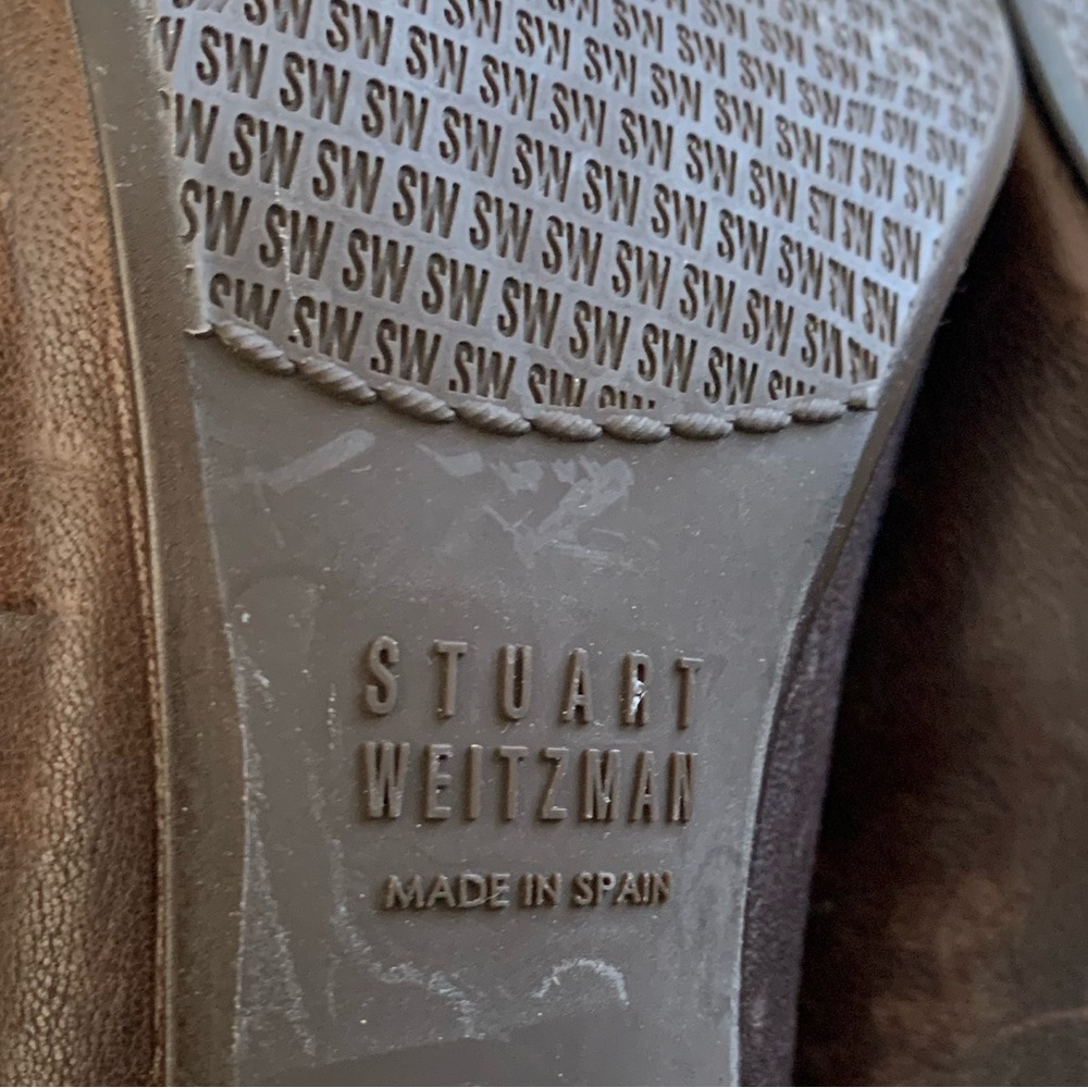 Stuart Weirzman Vintage Y2K Office siren Brown Leather Studded Bow Heels… - Picture 13 of 15